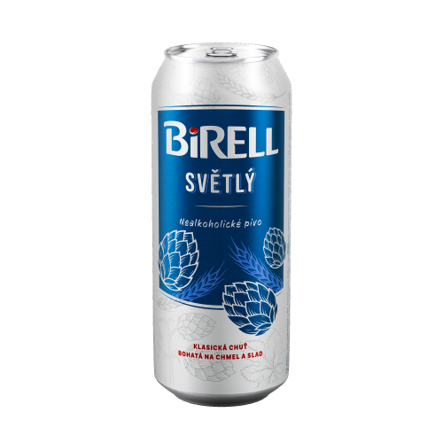 Birell světlé nealkoholické pivo 0,5L plech