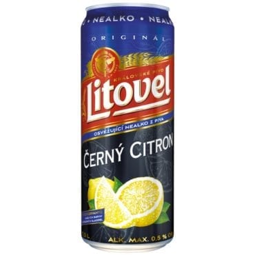 Litovel černý citron nealko 0,5L plech