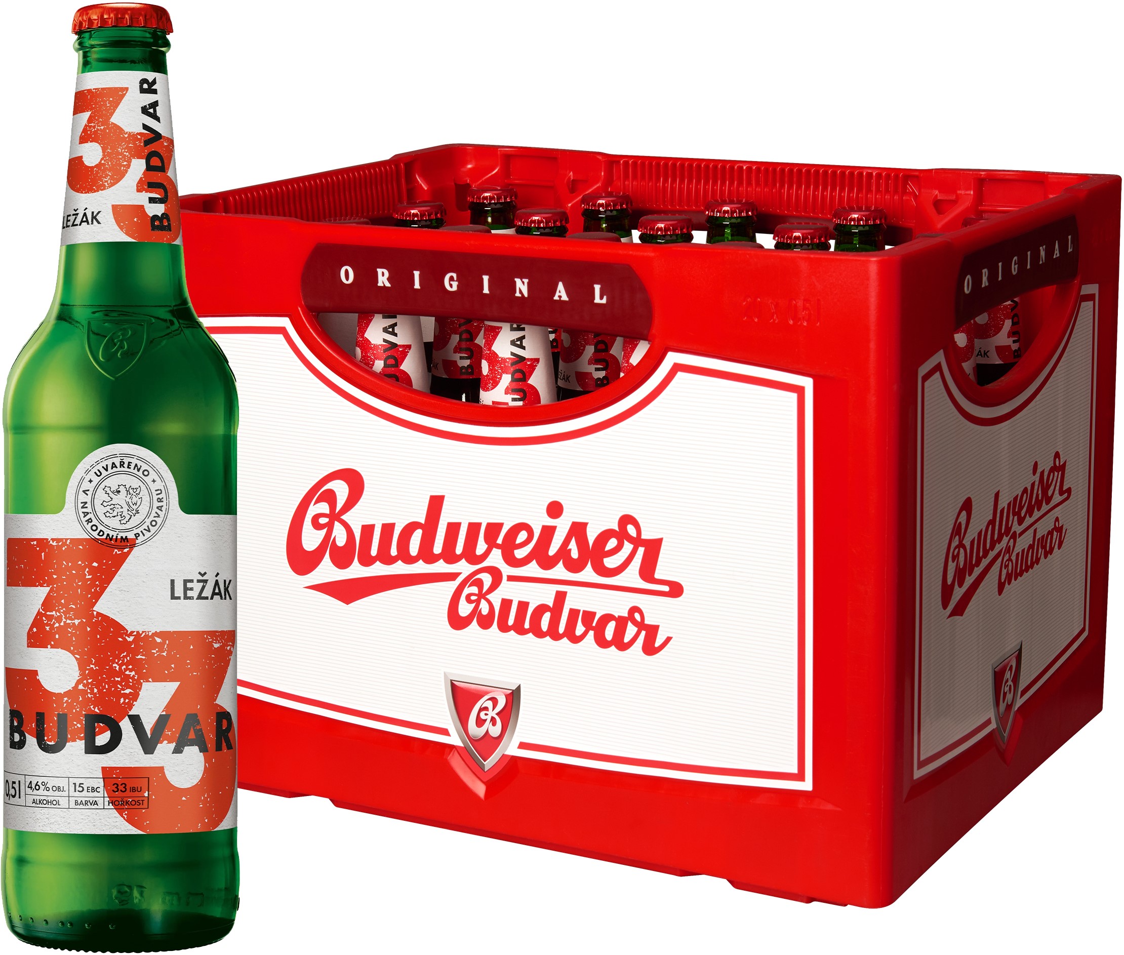 Budvar 33 ležák 20x0,5L