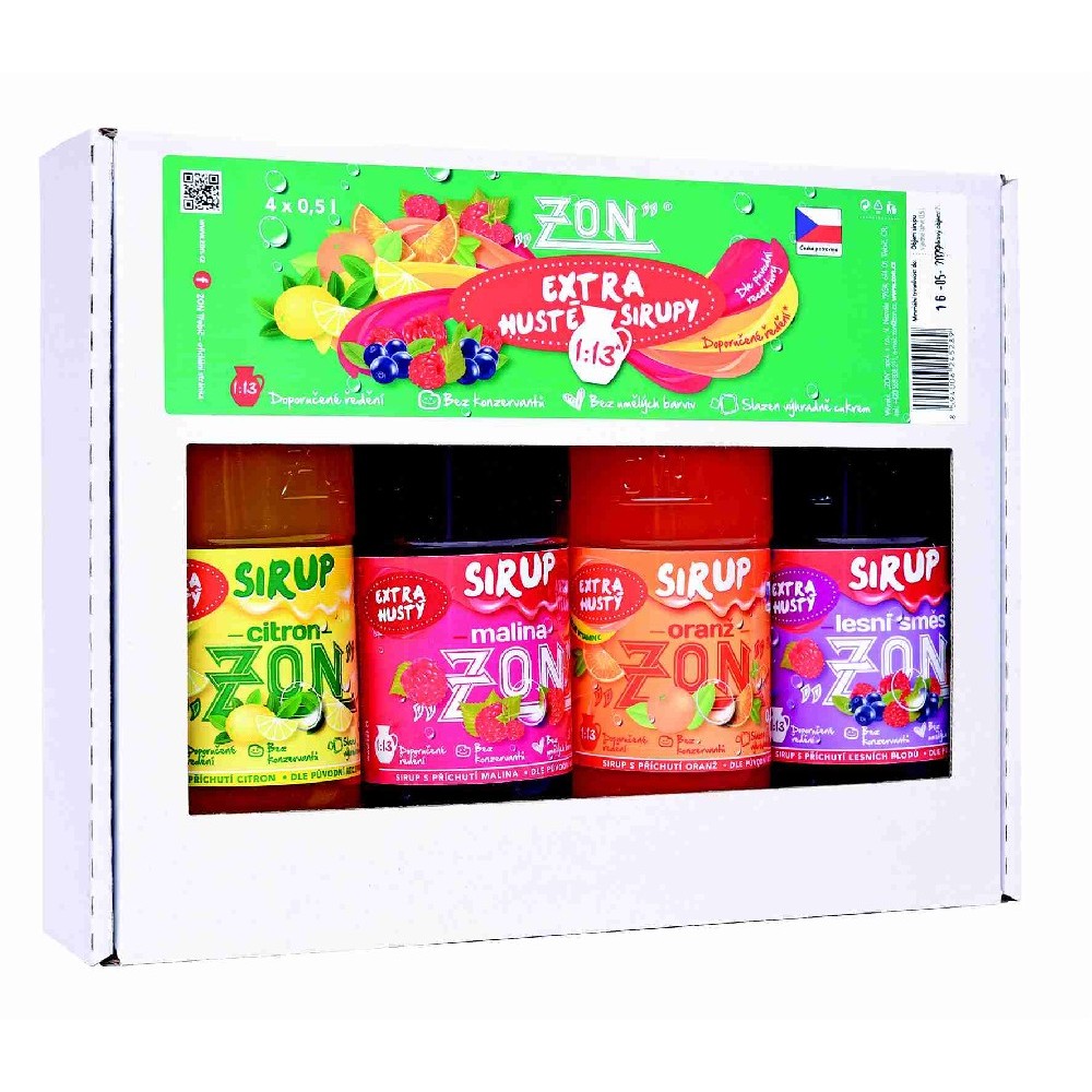 Zon Směs sirupu 4x0,5 L - Malina+Oranž+Lesní směs+Citron